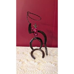 Horseshoe Art Metal Lasso Cowboy Statue bandana hat Western decor Diamond Forged